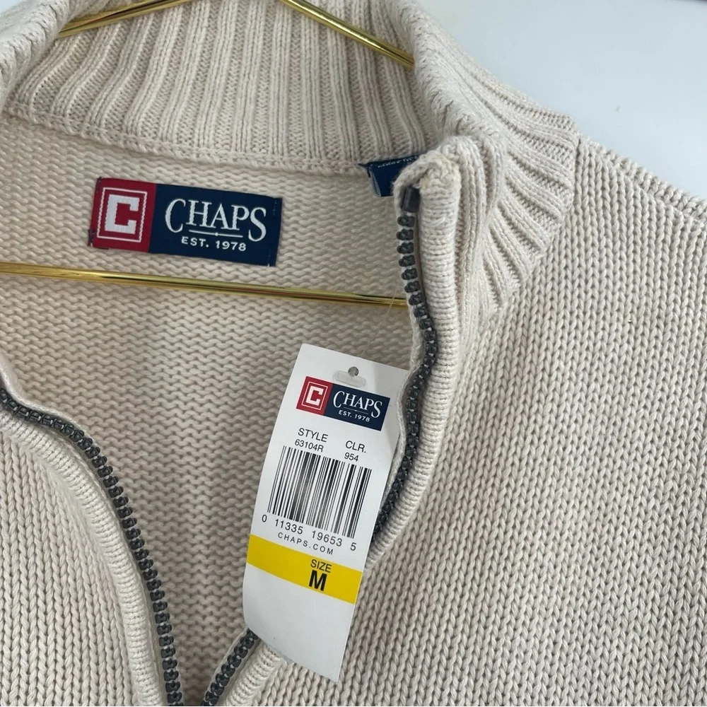 ✨NWT Chaps men's cotton knit quarter-zip mock neck sweater medium